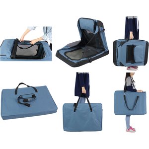 EliteField 3-Door Collapsible Soft-Sided Dog Crate, Blue Gray, 42 inch