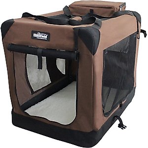 EliteField 3-Door Collapsible Soft-Sided Dog Crate, Brown, 24 inch