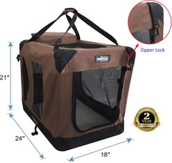 EliteField 3-Door Collapsible Soft-Sided Dog Crate, Brown, 24 inch slide 2 of 6