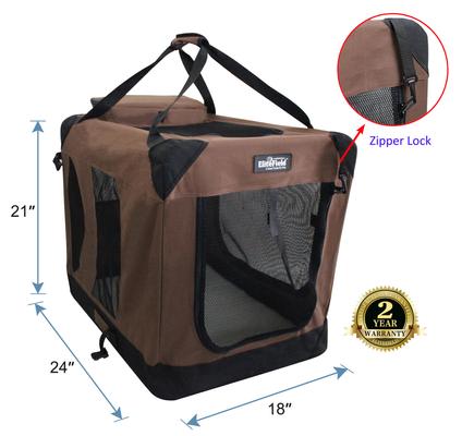 Show full view: EliteField 3-Door Collapsible Soft-Sided Dog Crate, Brown, 24 inch slide 3 of 10