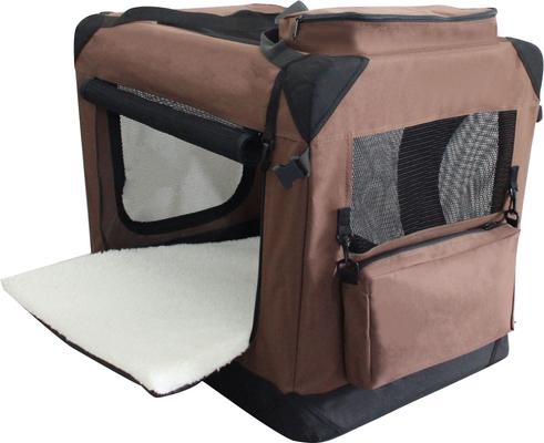 Show full view: EliteField 3-Door Collapsible Soft-Sided Dog Crate, Brown, 24 inch slide 5 of 10
