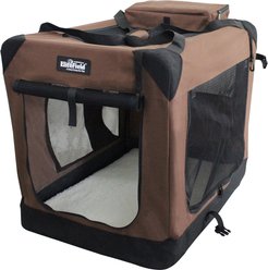 EliteField 3-Door Collapsible Soft-Sided Dog Crate, Brown, 30 inch
