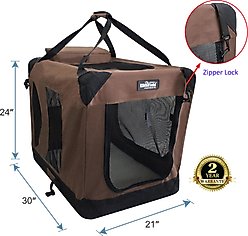 EliteField 3-Door Collapsible Soft-Sided Dog Crate, Brown, 30 inch slide 2 of 6