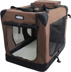 EliteField 3-Door Collapsible Soft-Sided Dog Crate, Brown, 42 inch