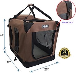 EliteField 3-Door Collapsible Soft-Sided Dog Crate, Brown, 42 inch slide 2 of 6