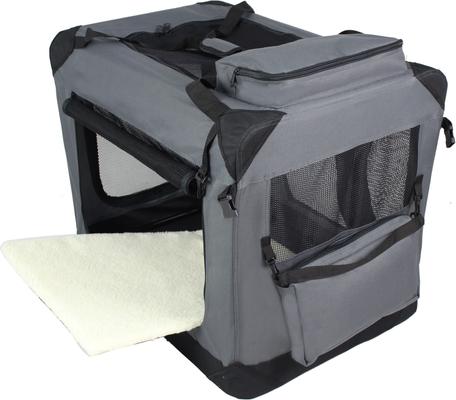 Show full view: EliteField 3-Door Collapsible Soft-Sided Dog Crate, Gray, 20 inch slide 4 of 9