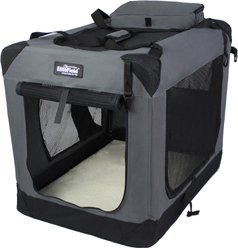 EliteField 3-Door Collapsible Soft-Sided Dog Crate, Gray, 24 inch