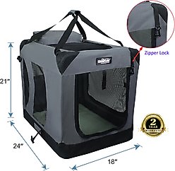 EliteField 3-Door Collapsible Soft-Sided Dog Crate, Gray, 24 inch slide 2 of 6