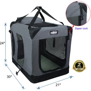 EliteField 3-Door Collapsible Soft-Sided Dog Crate, Gray, 30 inch
