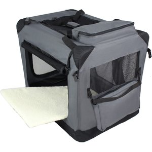 EliteField 3-Door Collapsible Soft-Sided Dog Crate, Gray, 30 inch