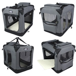 EliteField 3-Door Collapsible Soft-Sided Dog Crate, Gray, 30 inch