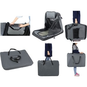 EliteField 3-Door Collapsible Soft-Sided Dog Crate, Gray, 30 inch