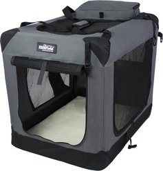 EliteField 3-Door Collapsible Soft-Sided Dog Crate, Gray, 42 inch