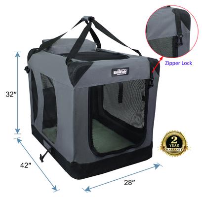 Show full view: EliteField 3-Door Collapsible Soft-Sided Dog Crate, Gray, 42 inch slide 2 of 9