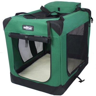 EliteField EliteField 3-Door Collapsible Soft-Sided Dog Crate, Green, 30 inch
