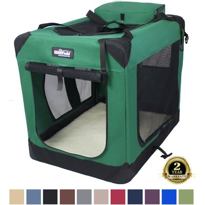 EliteField EliteField 3-Door Collapsible Soft-Sided Dog Crate, Green, 42 inch