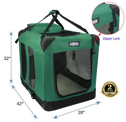 Show full view: EliteField 3-Door Collapsible Soft-Sided Dog Crate, Green, 42 inch slide 2 of 9