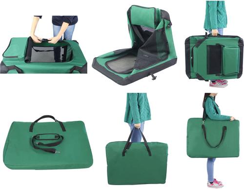 Show full view: EliteField 3-Door Collapsible Soft-Sided Dog Crate, Green, 42 inch slide 6 of 9