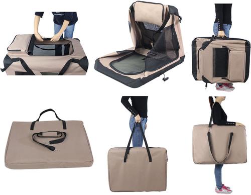 Show full view: EliteField 3-Door Collapsible Soft-Sided Dog Crate, Khaki, 20 inch slide 6 of 9