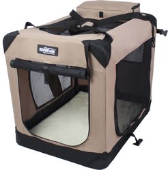 EliteField 3-Door Collapsible Soft-Sided Dog Crate, Khaki, 24 inch