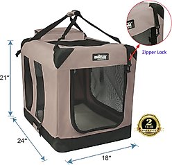 EliteField 3-Door Collapsible Soft-Sided Dog Crate, Khaki, 24 inch slide 2 of 6