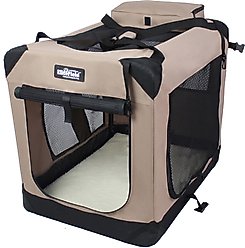 EliteField 3-Door Collapsible Soft-Sided Dog Crate, Khaki, 42 inch slide 1 of 5