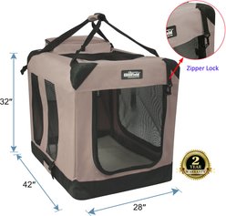 EliteField 3-Door Collapsible Soft-Sided Dog Crate, Khaki, 42 inch slide 2 of 5