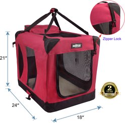 EliteField 3-Door Collapsible Soft-Sided Dog Crate, Maroon, 24 inch slide 2 of 9
