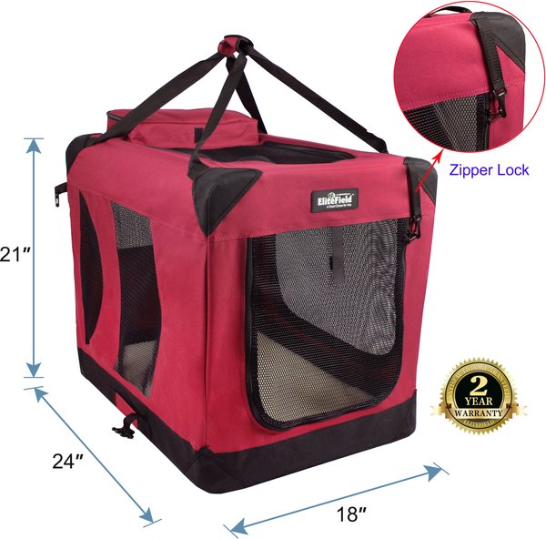 Show full view: EliteField 3-Door Collapsible Soft-Sided Dog Crate, Maroon, 24 inch slide 2 of 12
