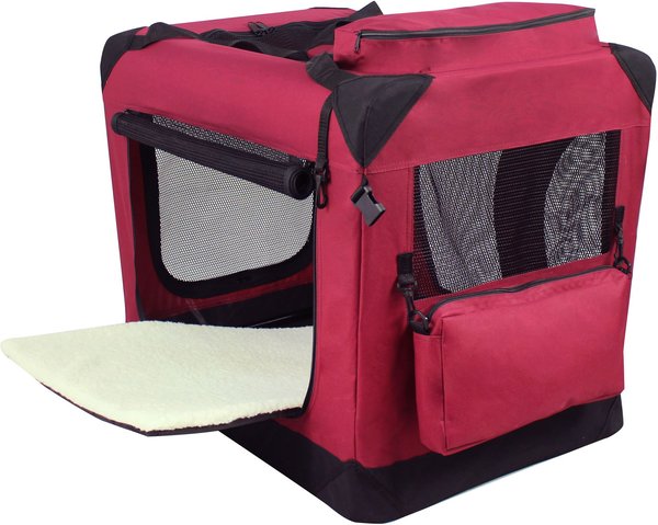 Show full view: EliteField 3-Door Collapsible Soft-Sided Dog Crate, Maroon, 24 inch slide 4 of 12