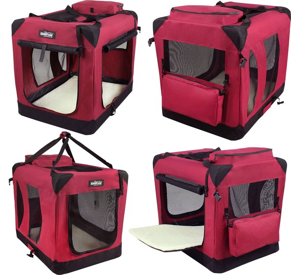 Show full view: EliteField 3-Door Collapsible Soft-Sided Dog Crate, Maroon, 24 inch slide 5 of 12