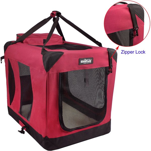 Show full view: EliteField 3-Door Collapsible Soft-Sided Dog Crate, Maroon, 24 inch slide 7 of 12