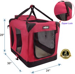 EliteField 3-Door Collapsible Soft-Sided Dog Crate, Maroon, 36 inch slide 2 of 9