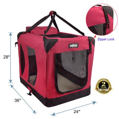 Show full view: EliteField 3-Door Collapsible Soft-Sided Dog Crate, Maroon, 36 inch slide 2 of 12