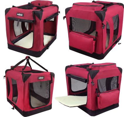 Show full view: EliteField 3-Door Collapsible Soft-Sided Dog Crate, Maroon, 36 inch slide 5 of 12