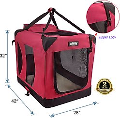 EliteField 3-Door Collapsible Soft-Sided Dog Crate, Maroon, 42 inch slide 2 of 9