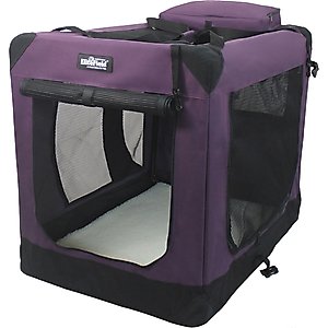 EliteField 3-Door Collapsible Soft-Sided Dog Crate, Purple, L: 42-in L x 28-in W x 32-in H