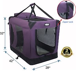 EliteField 3-Door Collapsible Soft-Sided Dog Crate, Purple, L: 42-in L x 28-in W x 32-in H slide 2 of 6