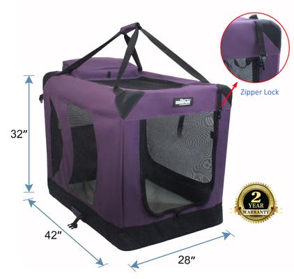 Show full view: EliteField 3-Door Collapsible Soft-Sided Dog Crate, Purple, L: 42-in L x 28-in W x 32-in H slide 2 of 9