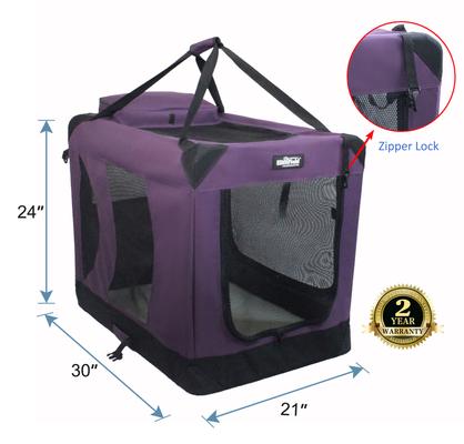 Show full view: EliteField 3-Door Collapsible Soft-Sided Dog Crate, Purple, Med: 30-in L x 21-in W x 24-in H slide 2 of 9