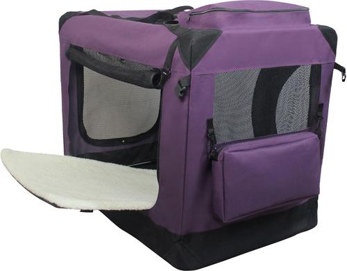 Show full view: EliteField 3-Door Collapsible Soft-Sided Dog Crate, Purple, Med: 30-in L x 21-in W x 24-in H slide 4 of 9