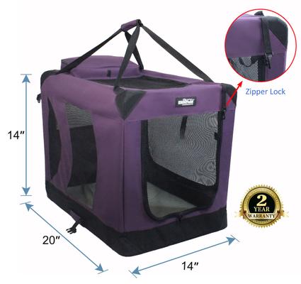 Show full view: EliteField 3-Door Collapsible Soft-Sided Dog Crate, Purple, X-Small: 20-in L x 14-in W x 14-in H slide 3 of 10
