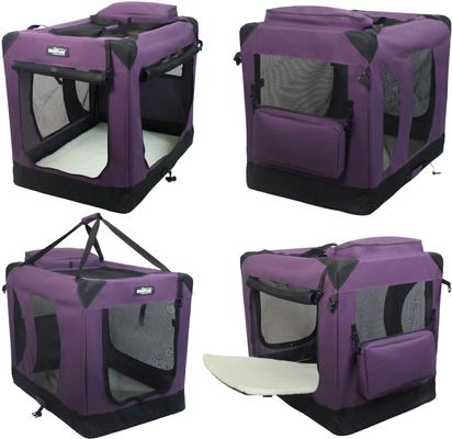 Show full view: EliteField 3-Door Collapsible Soft-Sided Dog Crate, Purple, X-Small: 20-in L x 14-in W x 14-in H slide 6 of 10