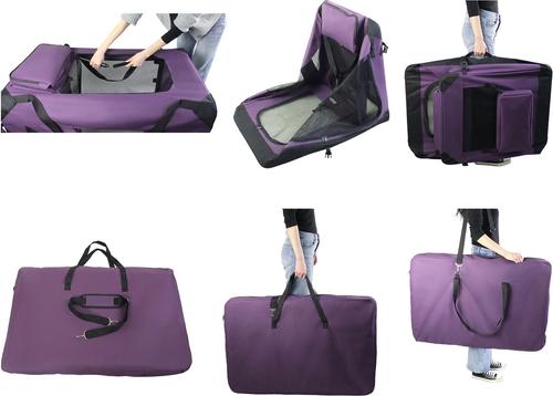 Show full view: EliteField 3-Door Collapsible Soft-Sided Dog Crate, Purple, X-Small: 20-in L x 14-in W x 14-in H slide 7 of 10