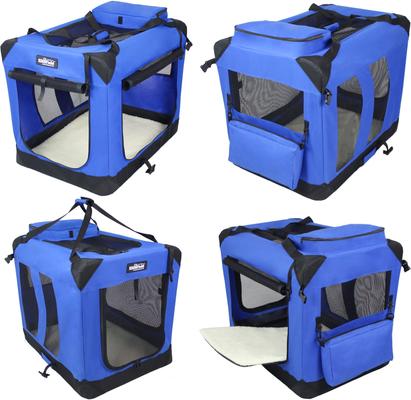 Show full view: EliteField 3-Door Collapsible Soft-Sided Dog Crate, Royal Blue, 20 inch slide 5 of 9