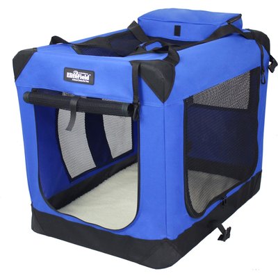 EliteField EliteField 3-Door Collapsible Soft-Sided Dog Crate, Royal Blue, 24 inch