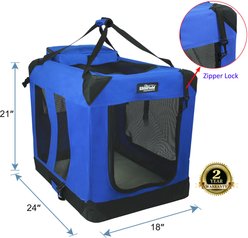 EliteField 3-Door Collapsible Soft-Sided Dog Crate, Royal Blue, 24 inch slide 2 of 6