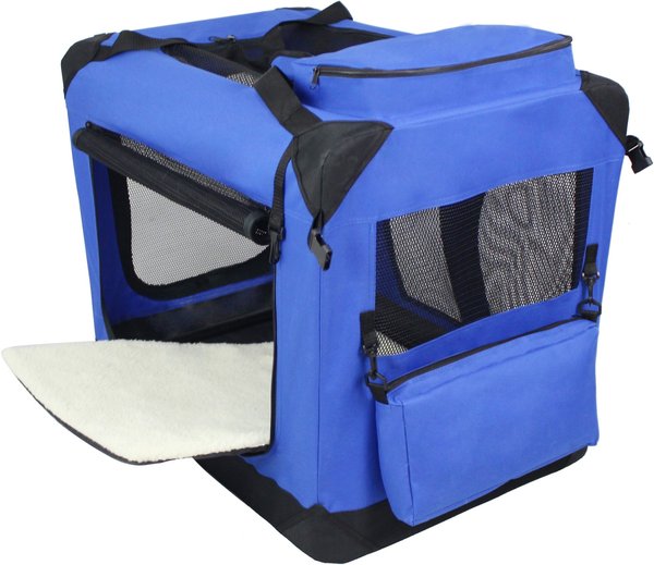 Picture of ELITEFIELD 3-Door Collapsible Soft-Sided Dog Crate, Royal Blue, 24 inch ...