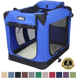 EliteField 3-Door Collapsible Soft-Sided Dog Crate, Royal Blue, 30 inch