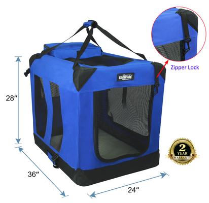 Show full view: EliteField 3-Door Collapsible Soft-Sided Dog Crate, Royal Blue, 36 inch slide 2 of 9